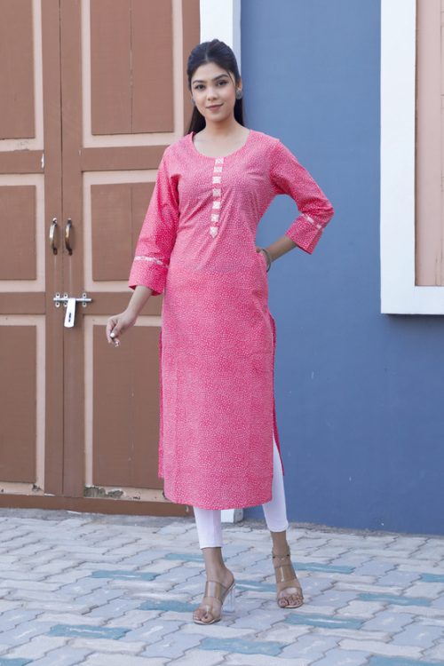 pink printed kurti