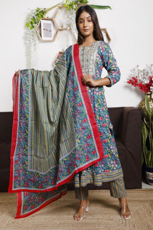 Cotton Printed Anarkali Suit
