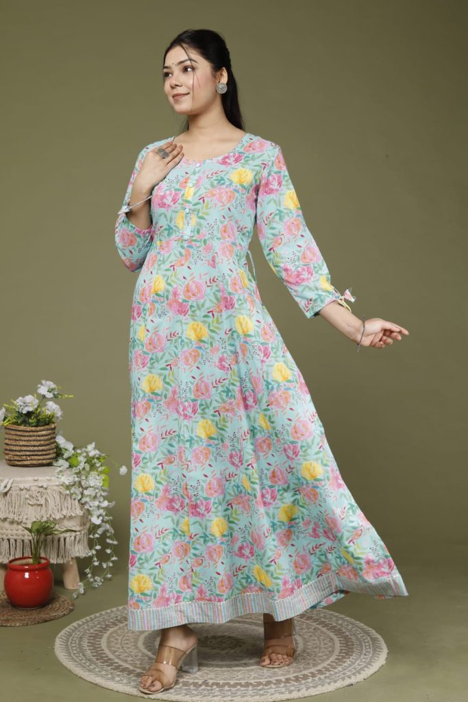 floral print anarkali gown