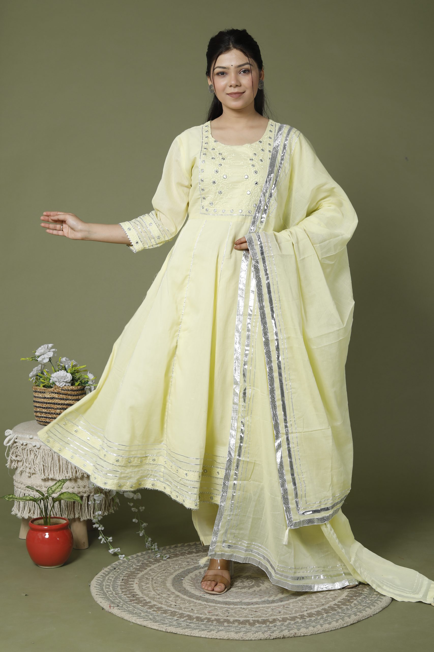 yellow anarkali suit set